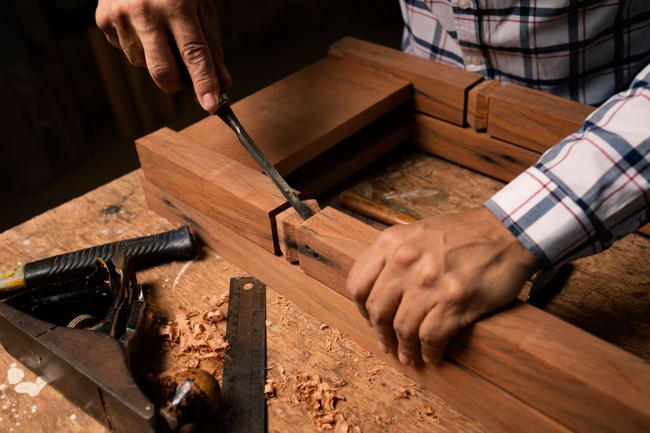 Detail of custom dining table craftsmanship